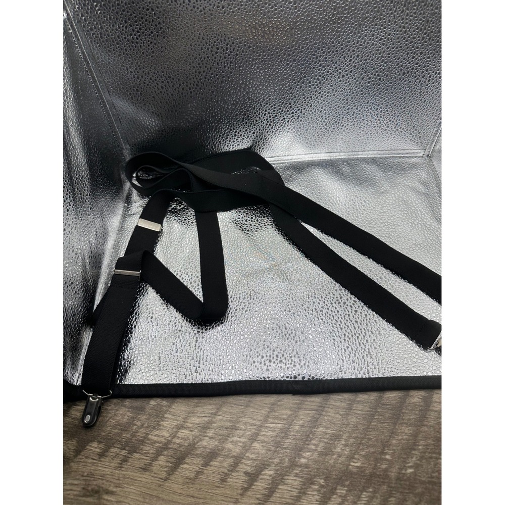 Unbranded Mens Black Elastic Adjustable Y-Back Suspenders Silver Metal Clips 1in